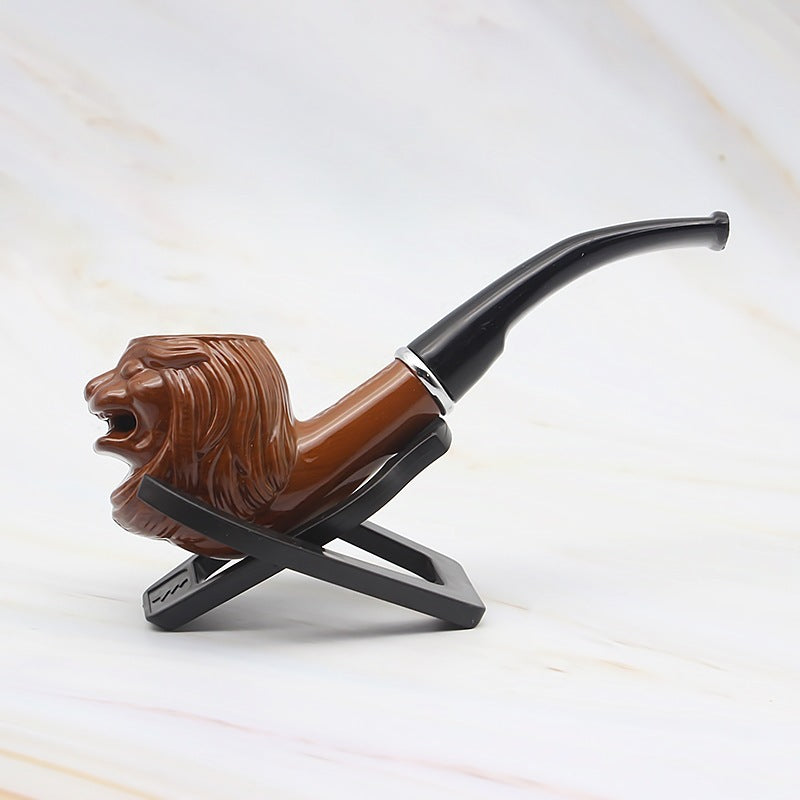 Creative lion head resin pipe