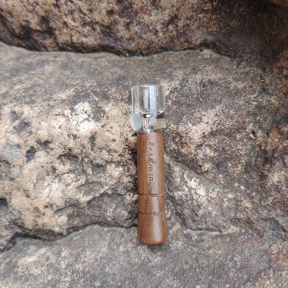 Walnut Wood Glass Smoke Pipe Nozzle